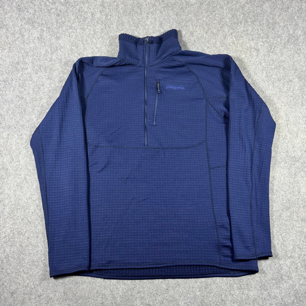 Patagonia R1 Pullover Mens Large Navy Polartec Grid Fleece 1/4 Zip 40109 FA18